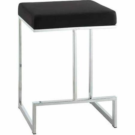 CONVENIENCE CONCEPTS 24 in. Kafka Counter Stool Black Suede & Chrome HI2548869